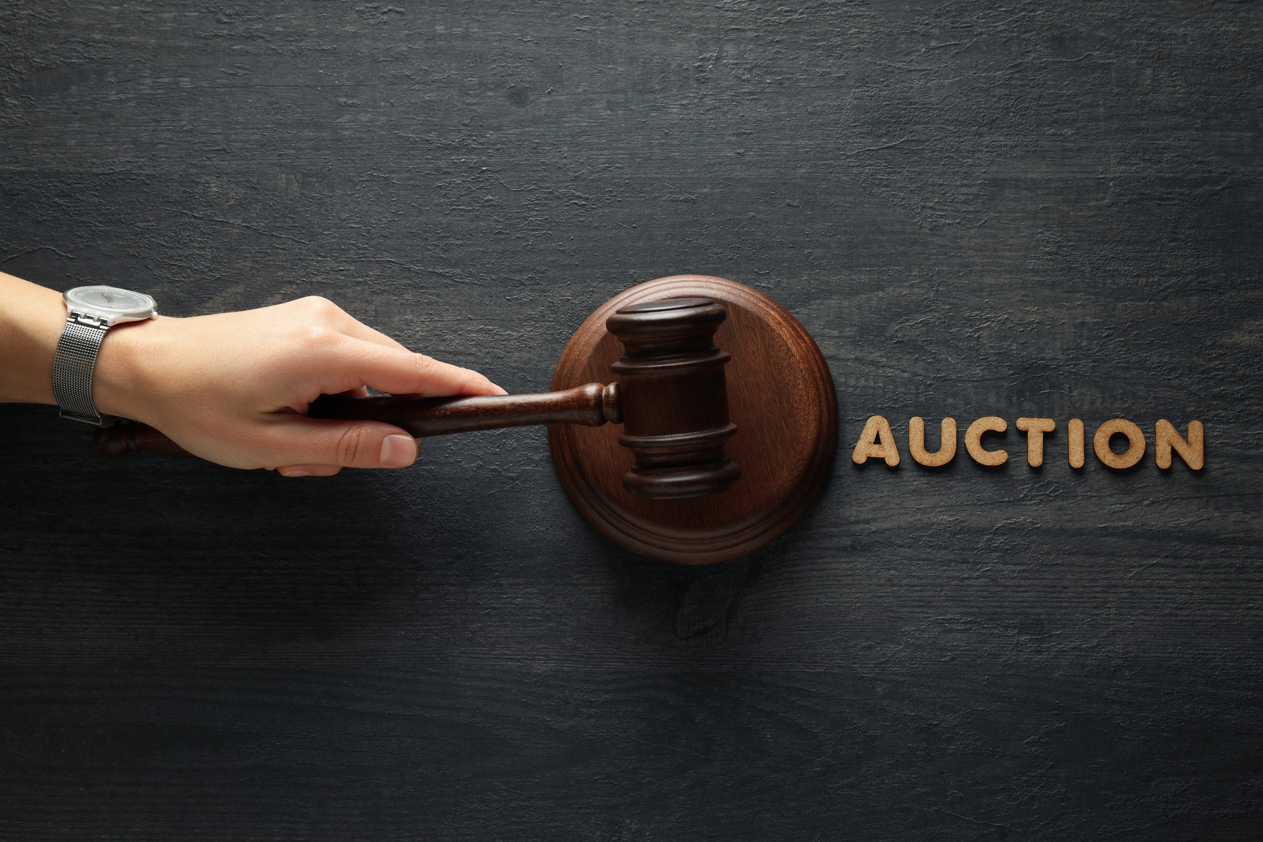 Concept of public sale, auction, top view